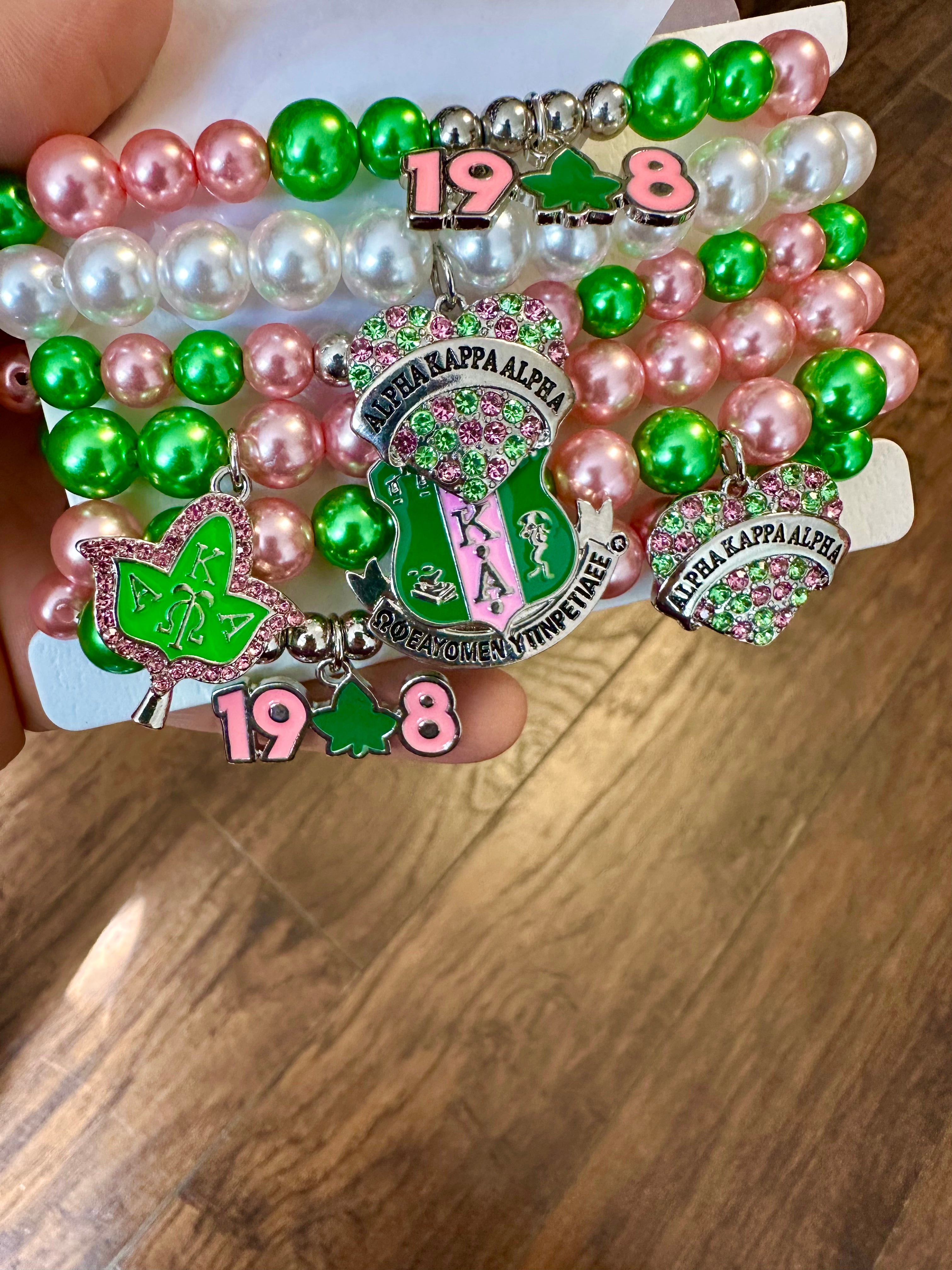 6pcs pink green sorority bracelets Stay Sparkly Accessories